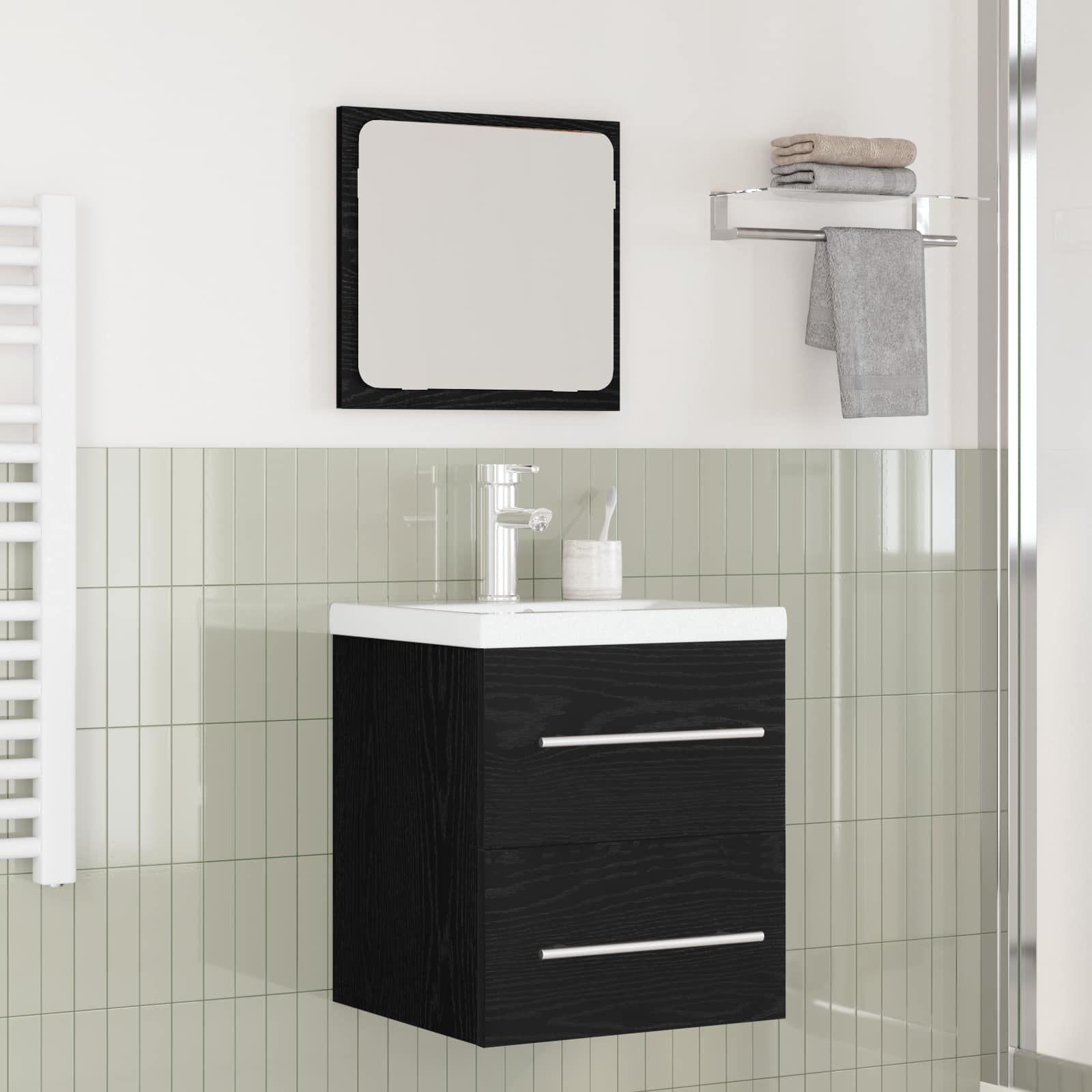 Set namještaja za kupaonicu 2 pcs Crni hrast Konstruirano drvo