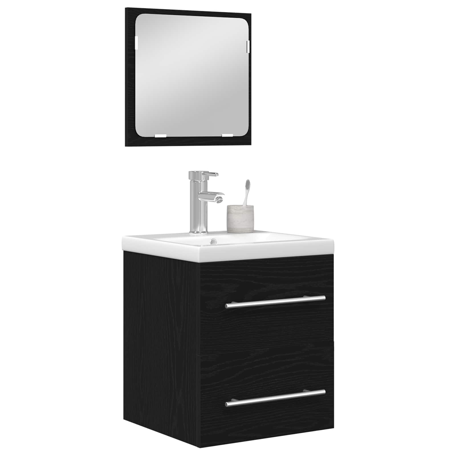 Set namještaja za kupaonicu 2 pcs Crni hrast Konstruirano drvo