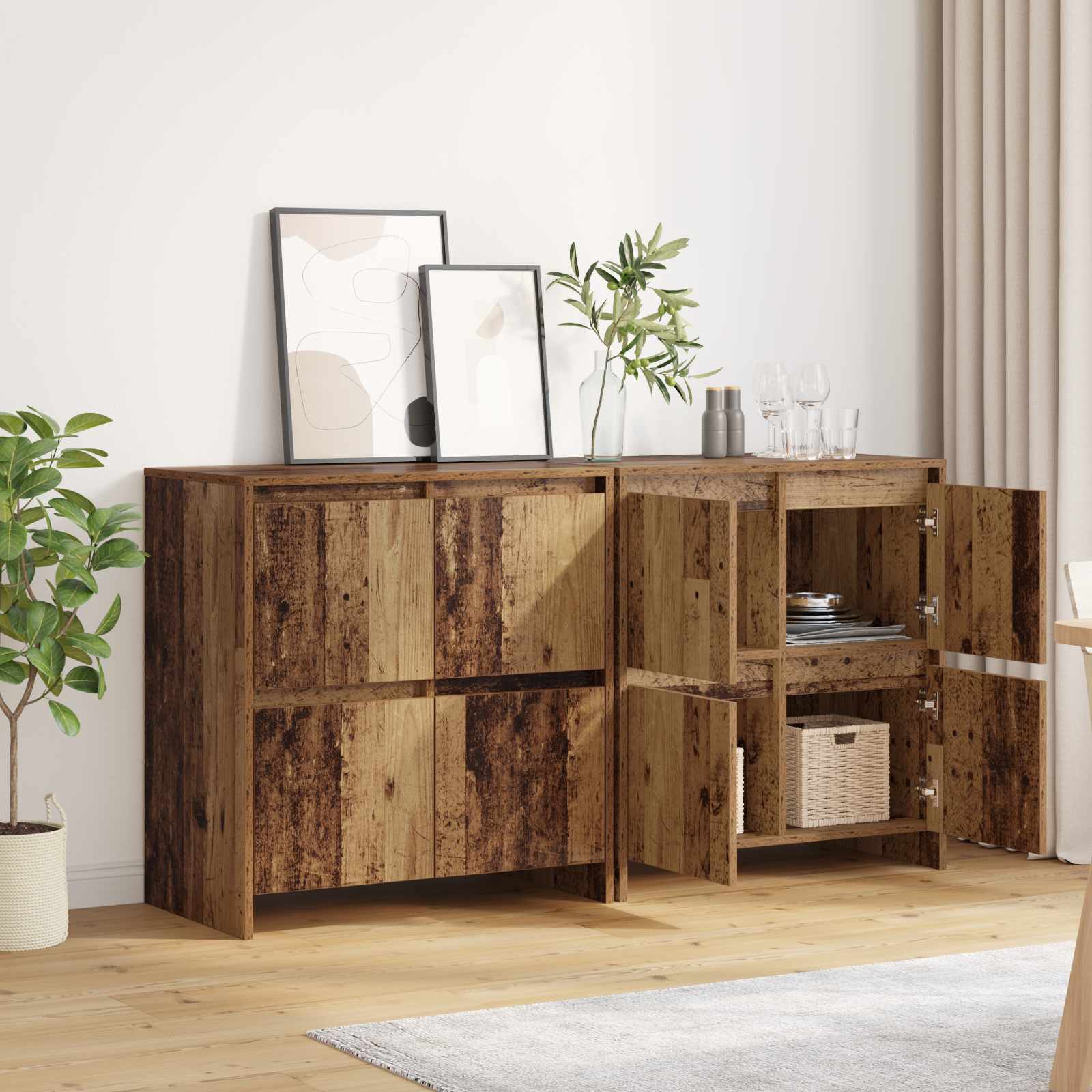 Komode 2 pcs Staro drvo 70 x 41 x 75 cm Konstruirano drvo