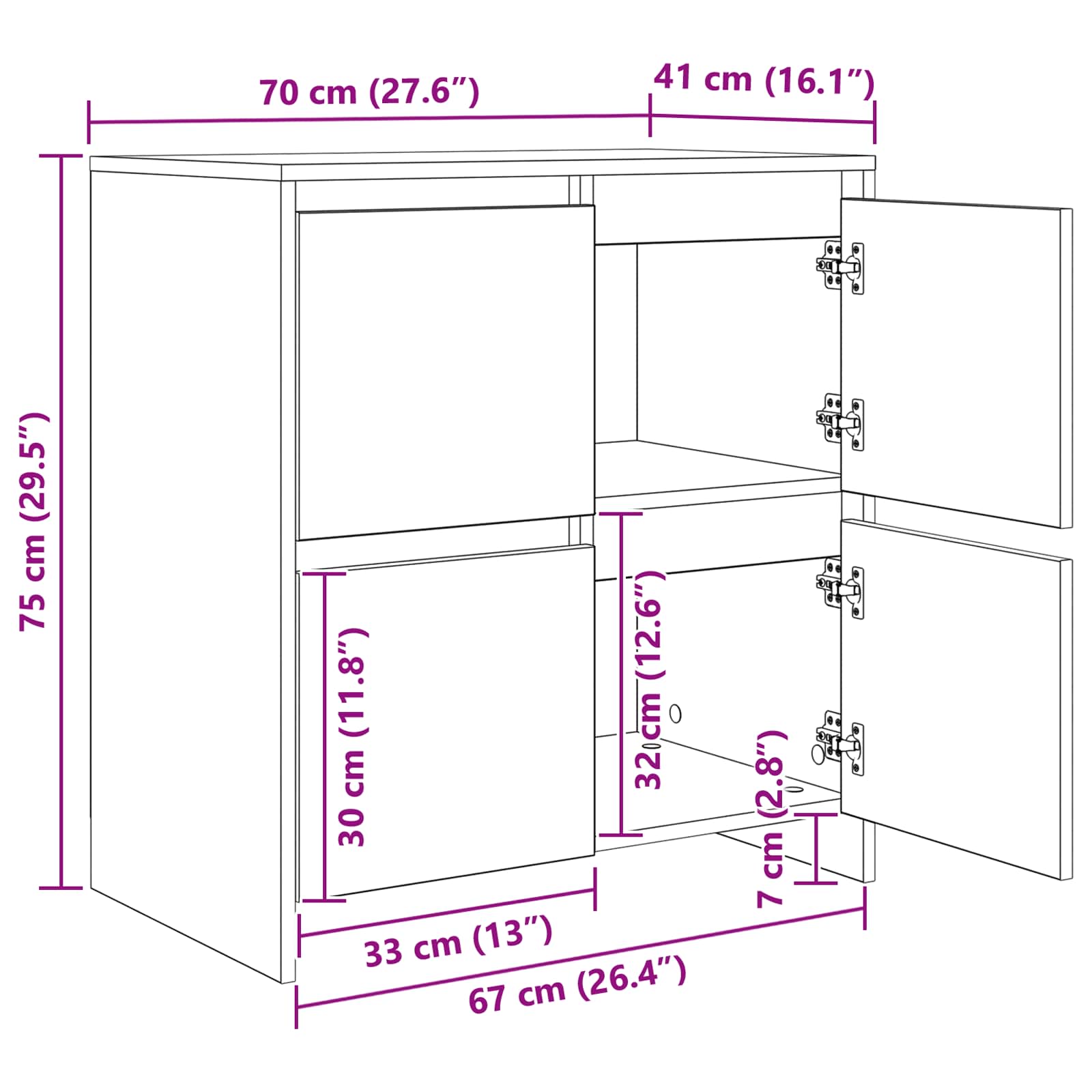 Komode 2 pcs Staro drvo 70 x 41 x 75 cm Konstruirano drvo