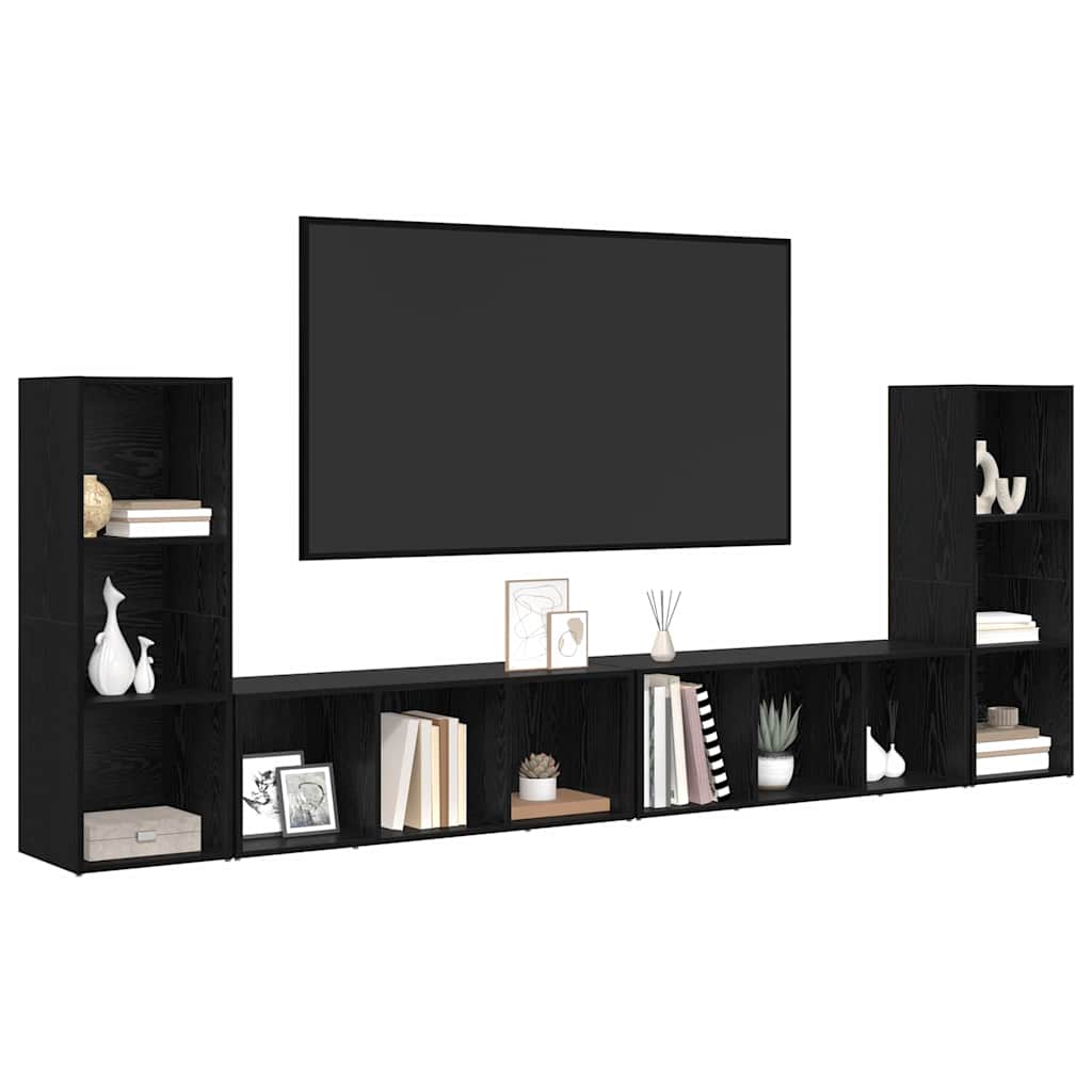 Set TV komoda Zidne 4 pcs Crni hrast 37 x 35 x 107 cm