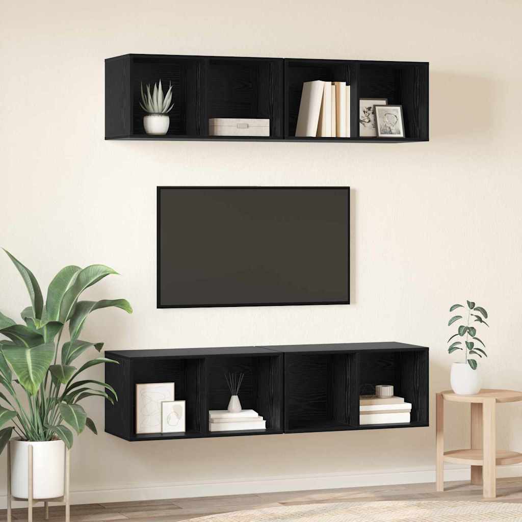Set TV komoda Zidne 4 pcs Crni hrast 37 x 37 x 72 cm