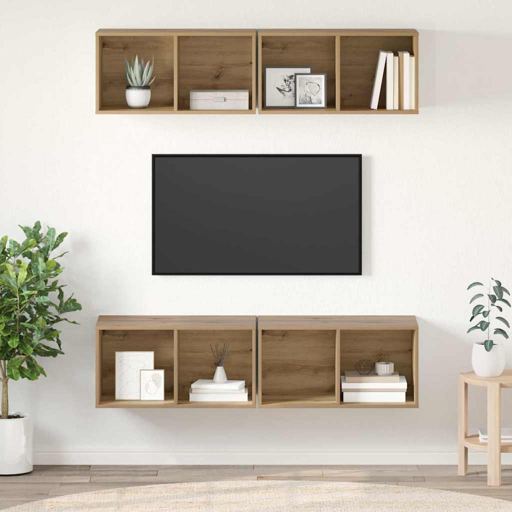 Set TV komoda Zidne 4 pcs Umjetnički hrast 37 x 37 x 72 cm