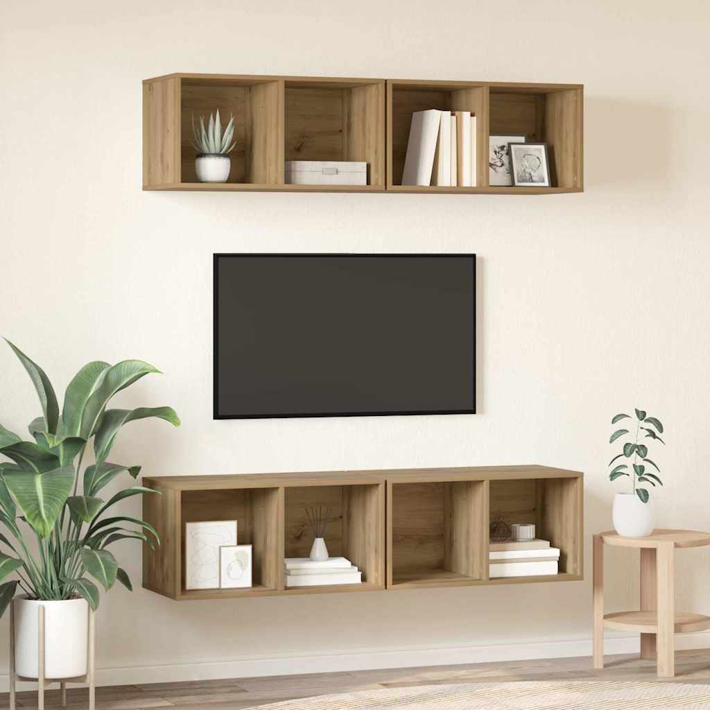 Set TV komoda Zidne 4 pcs Umjetnički hrast 37 x 37 x 72 cm