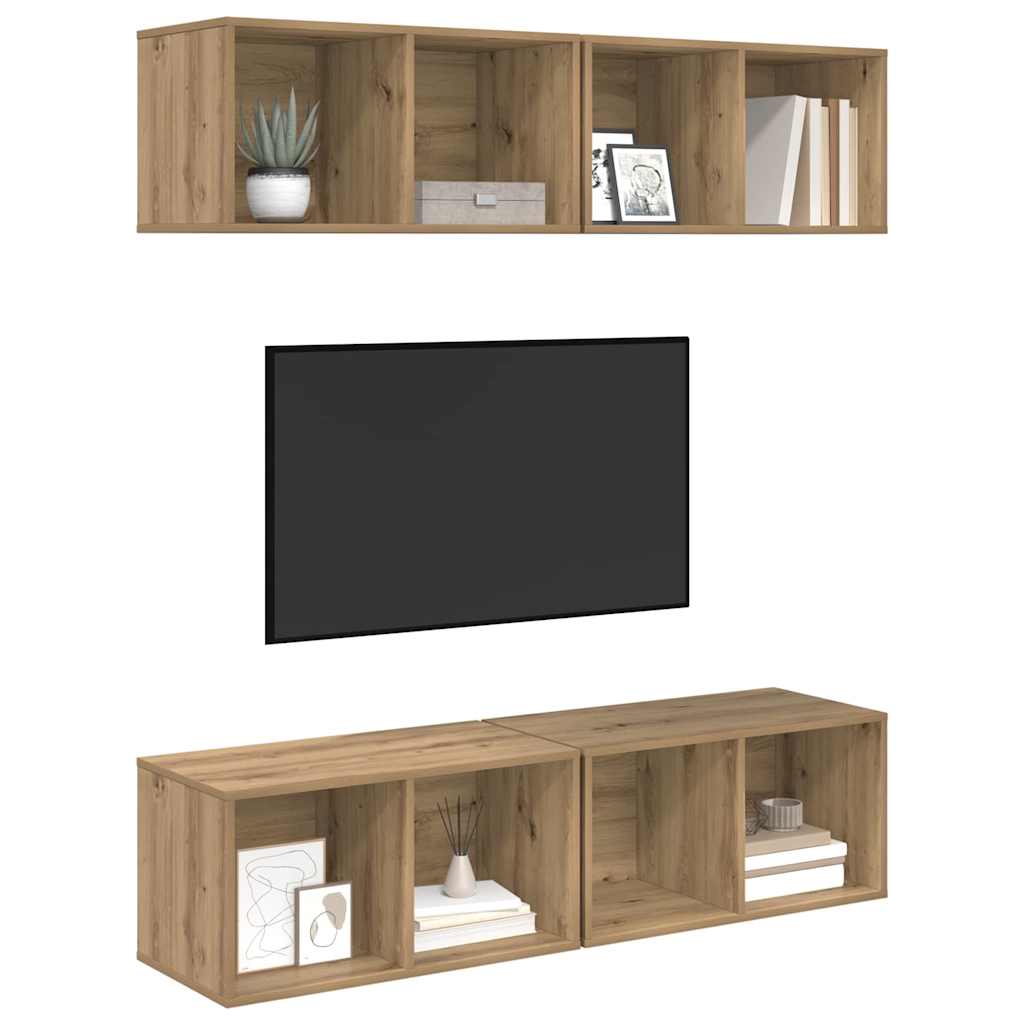Set TV komoda Zidne 4 pcs Umjetnički hrast 37 x 37 x 72 cm