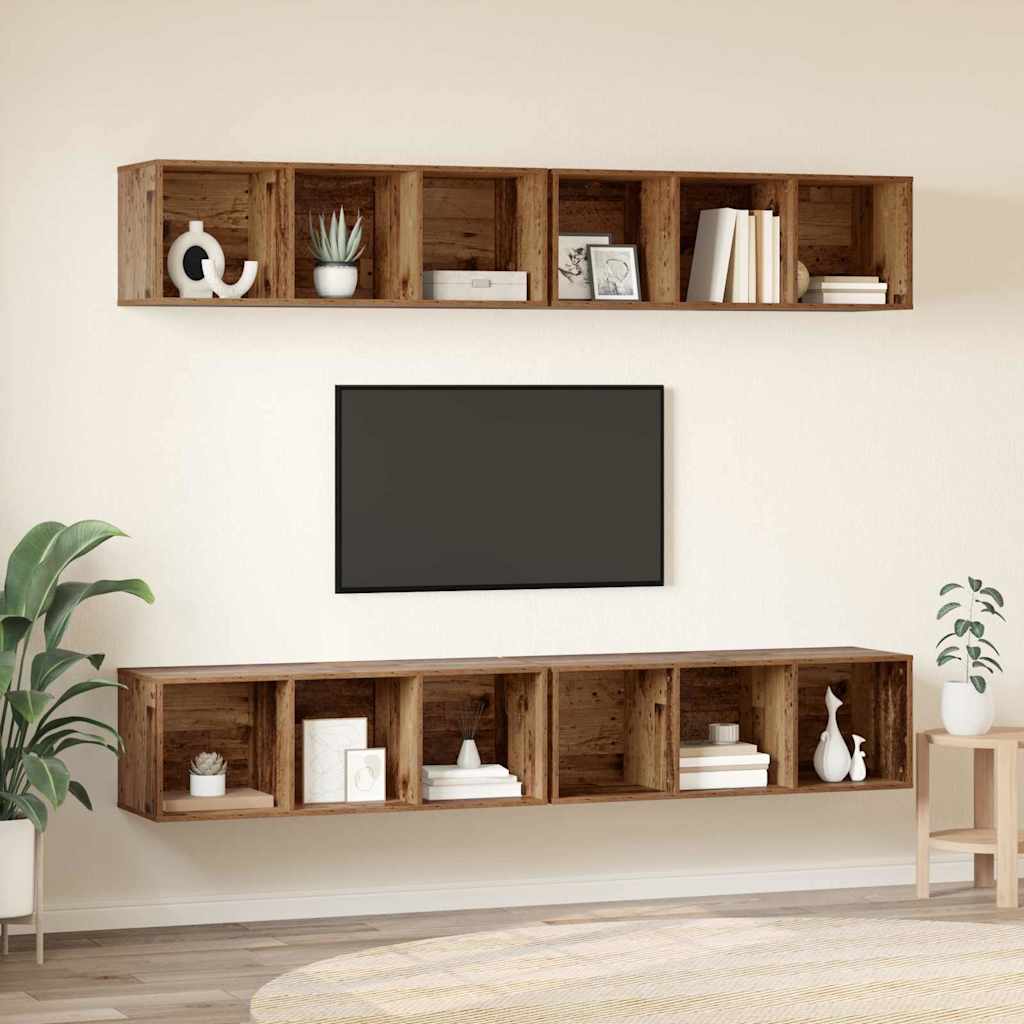 Set TV komoda Zidne 4 pcs Staro drvo 37 x 37 x 107 cm