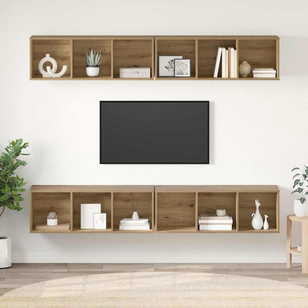 Set TV komoda Zidne 4 pcs Umjetnički hrast 37 x 37 x 107 cm