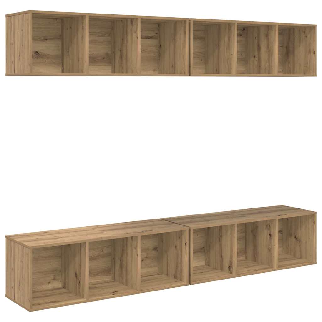 Set TV komoda Zidne 4 pcs Umjetnički hrast 37 x 37 x 107 cm