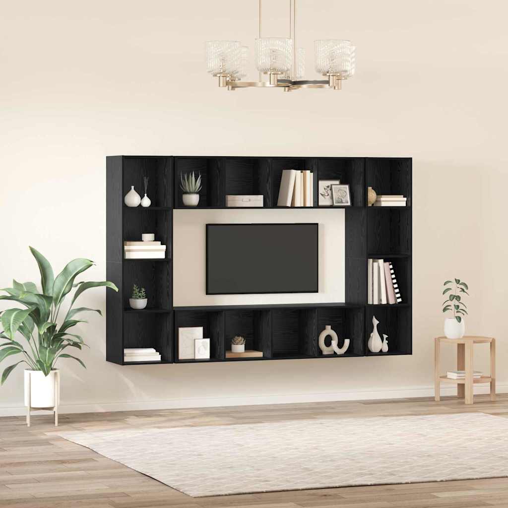 Set TV komoda 4 pcs Crna 37 x 37 x 142,5 cm Konstruirano drvo