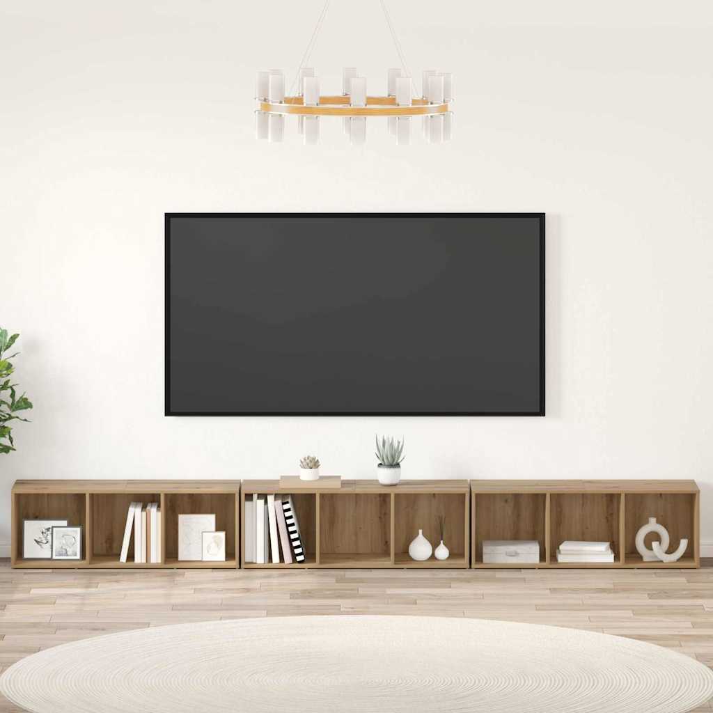 Set TV komoda Zidne 3 pcs Umjetnički hrast 37 x 35 x 107 cm