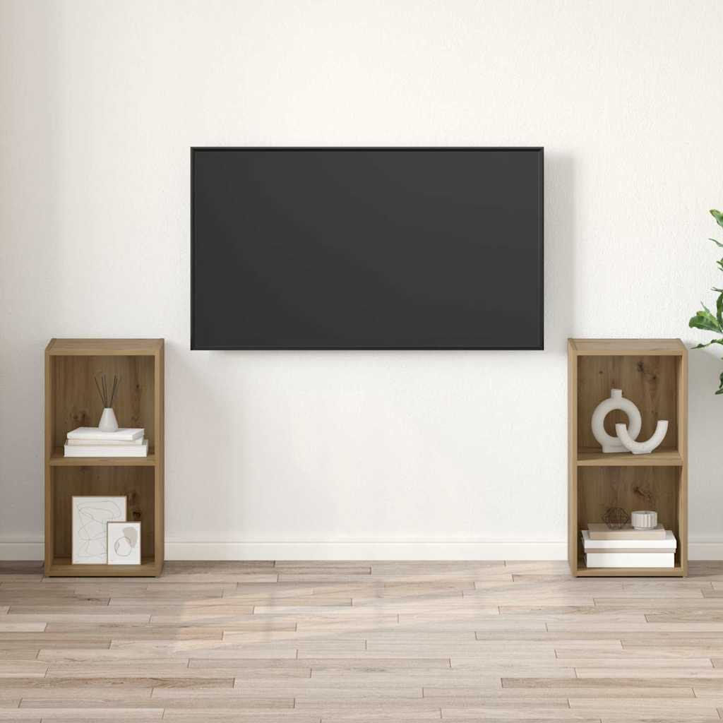 Set TV komoda Zidne 2 pcs Umjetnički hrast 37 x 35 x 72 cm