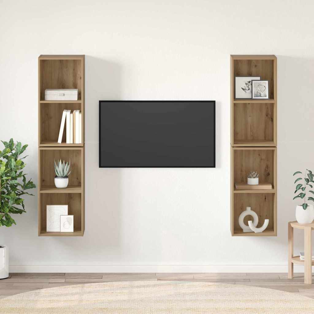 Set TV komoda Zidne 4 pcs Umjetnički hrast 37 x 37 x 72 cm