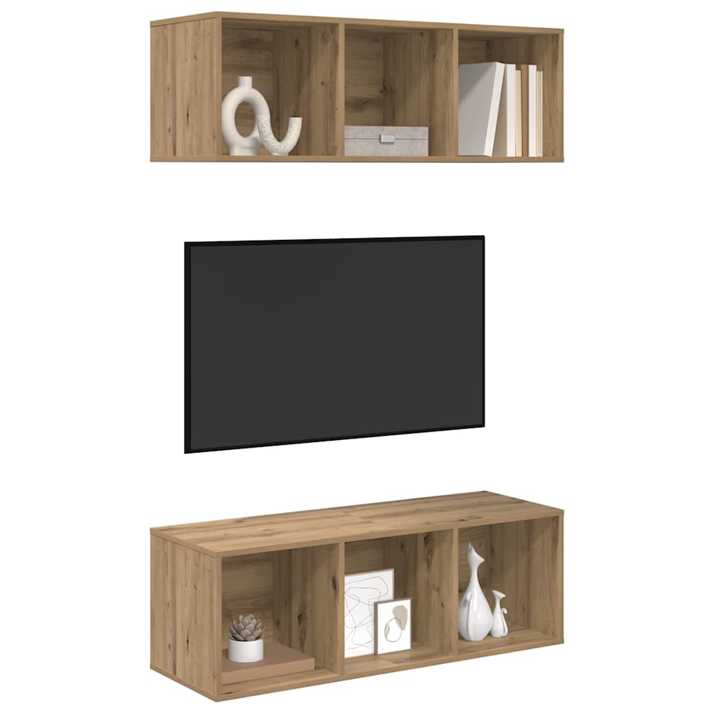 Set TV komoda Zidne 2 pcs Umjetnički hrast 37 x 37 x 107 cm