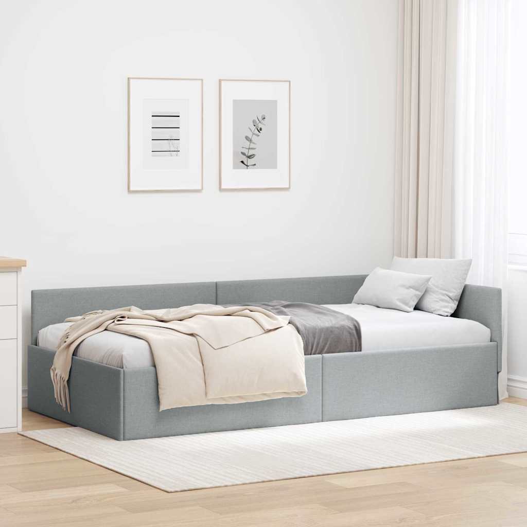 Kutni okvir kreveta Svijetlo siva 80 cm x 200 cm tkanina