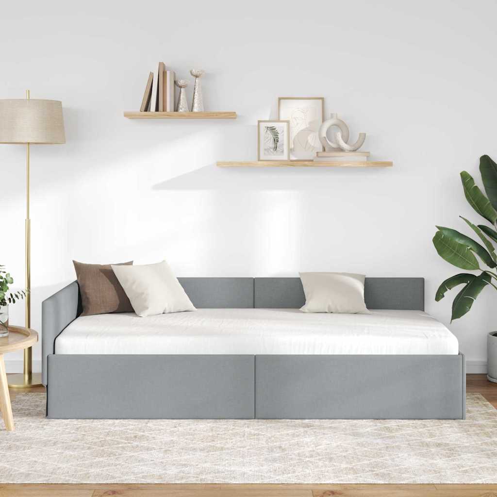 Kutni okvir kreveta Svijetlo siva 80 cm x 200 cm tkanina