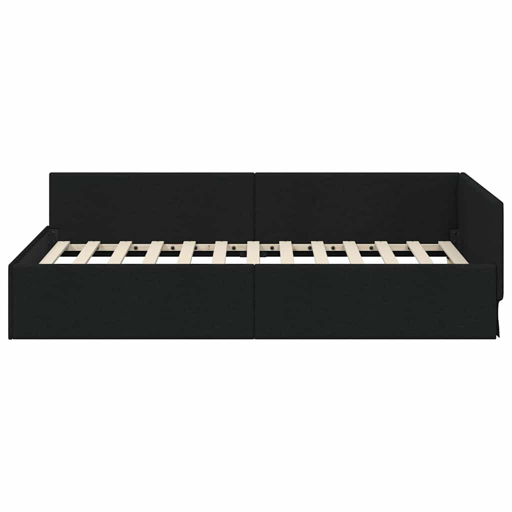 Kutni okvir kreveta s uzglavljem Crna 80 cm x 200 cm tkanina