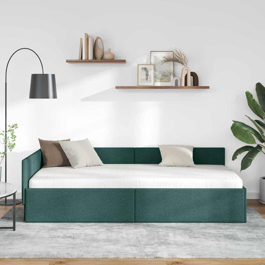 Kutni okvir kreveta Tamnozelena 80 cm x 200 cm tkanina