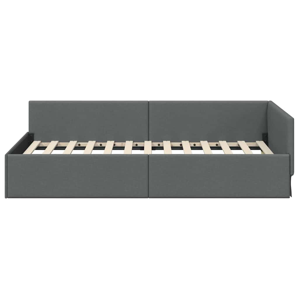 Kutni okvir kreveta Tamno siva 90 cm x 190 cm tkanina