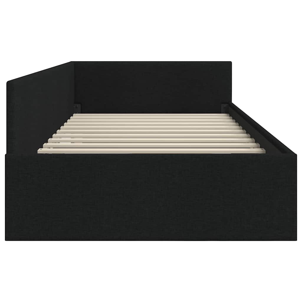 Kutni okvir kreveta s uzglavljem Crna 90 cm x 190 cm tkanina