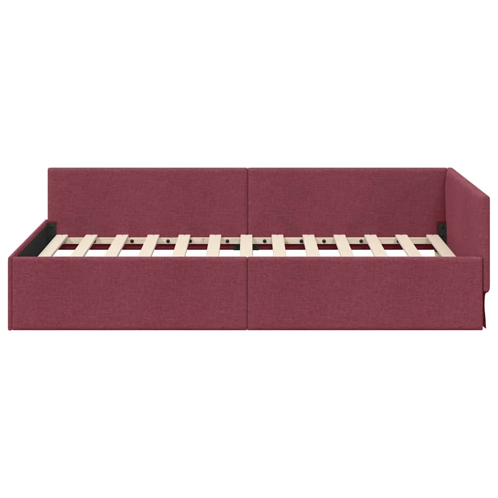 Kutni okvir kreveta Vinska crvena 90 cm x 190 cm tkanina