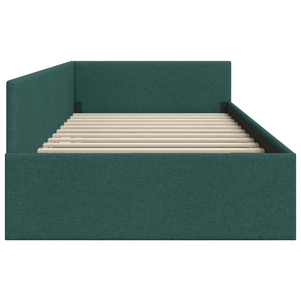 Kutni okvir kreveta Tamnozelena 90 cm x 190 cm tkanina