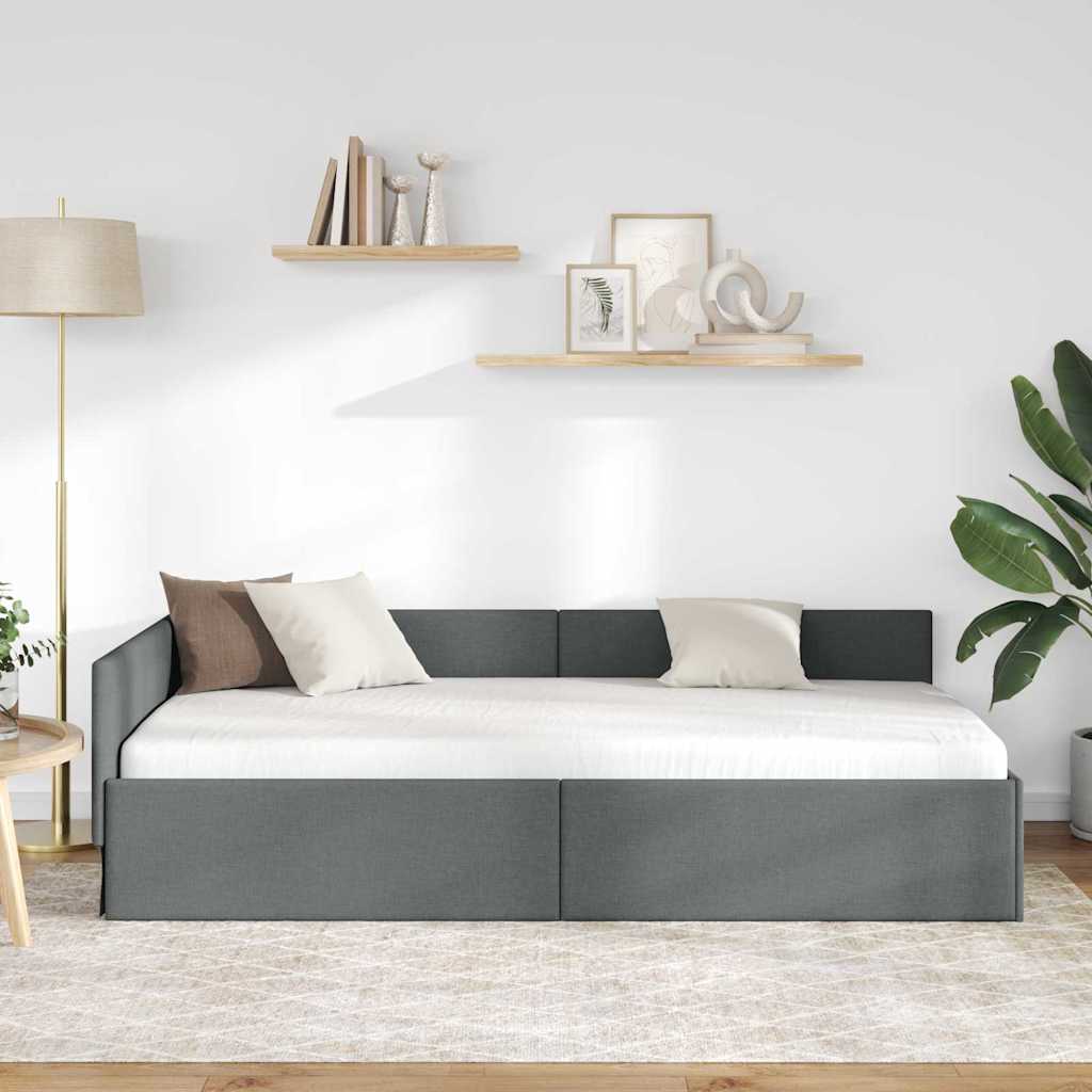 Kutni okvir kreveta Tamno siva 90 cm x 200 cm tkanina