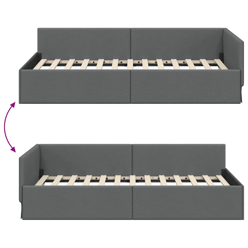 Kutni okvir kreveta Tamno siva 90 cm x 200 cm tkanina
