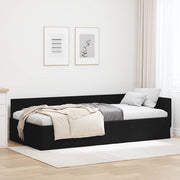 Kutni okvir kreveta s uzglavljem Crna 90 cm x 200 cm tkanina