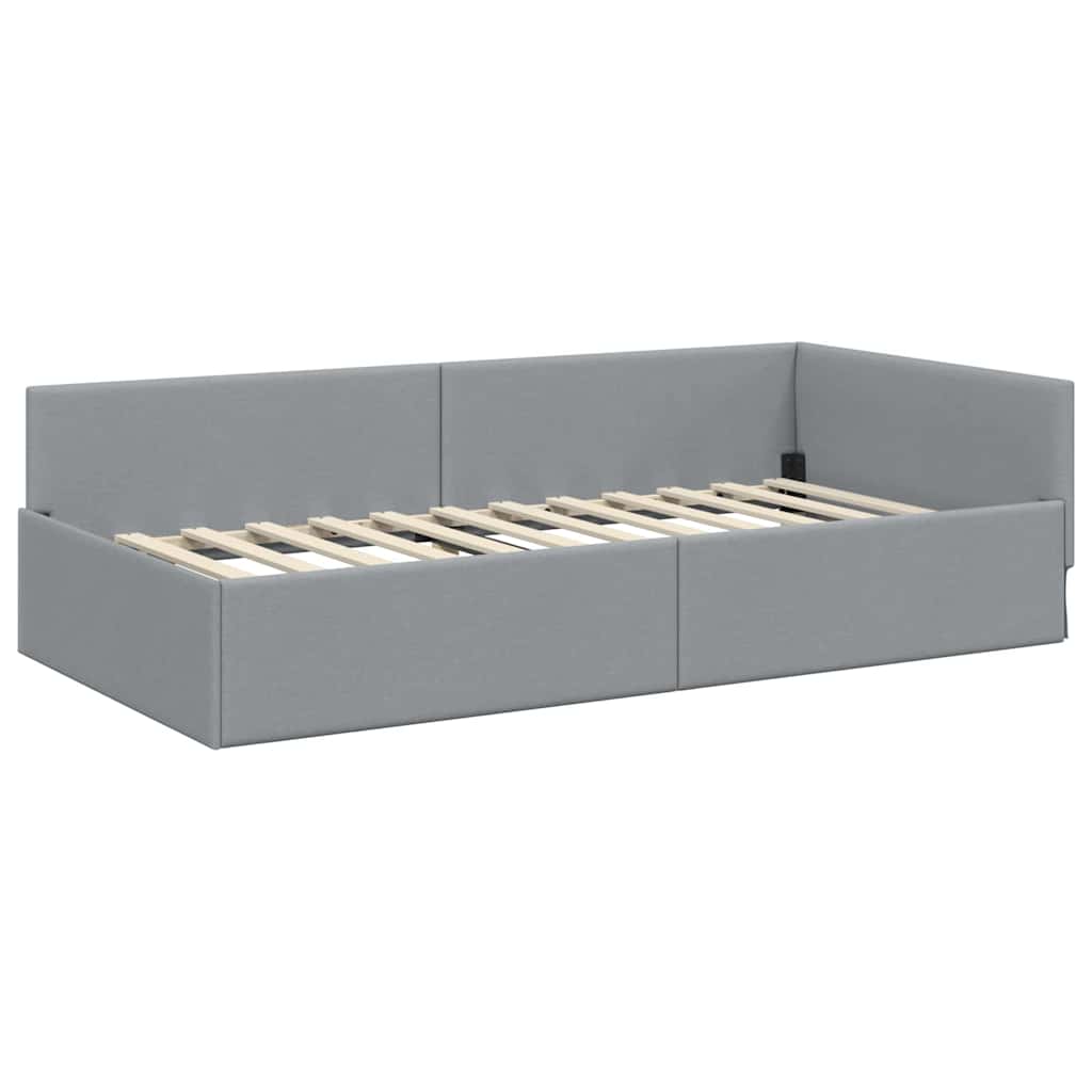 Kutni okvir kreveta Svijetlo siva 100 cm x 200 cm tkanina
