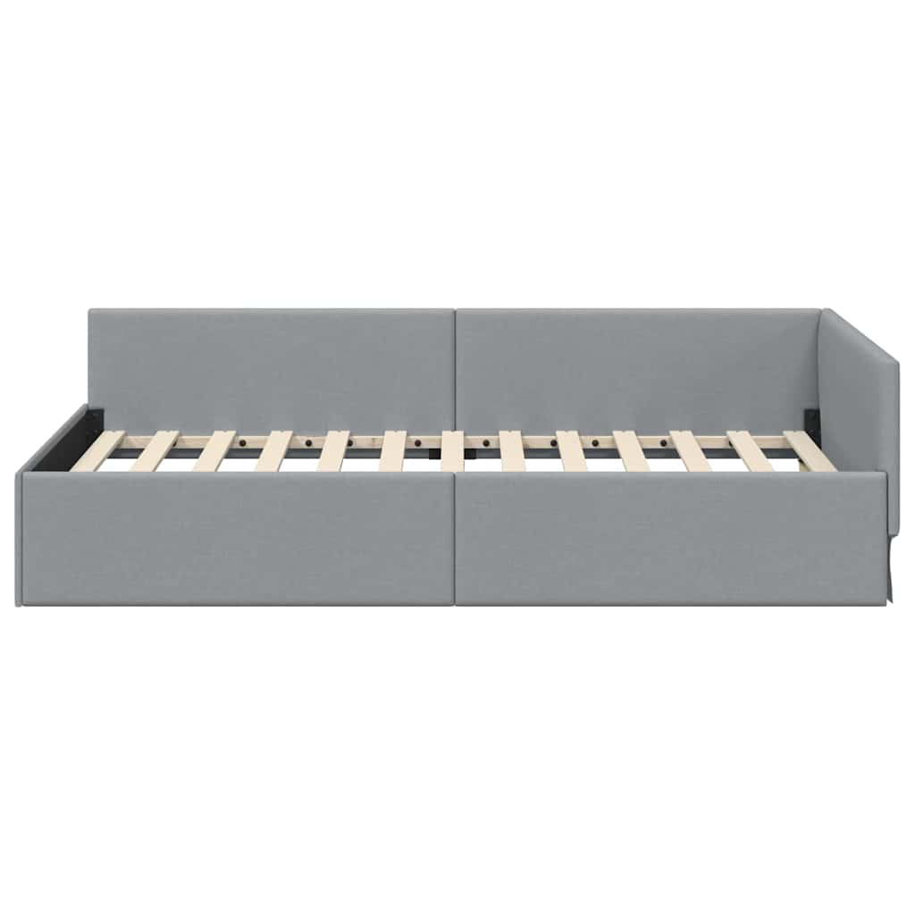 Kutni okvir kreveta Svijetlo siva 100 cm x 200 cm tkanina