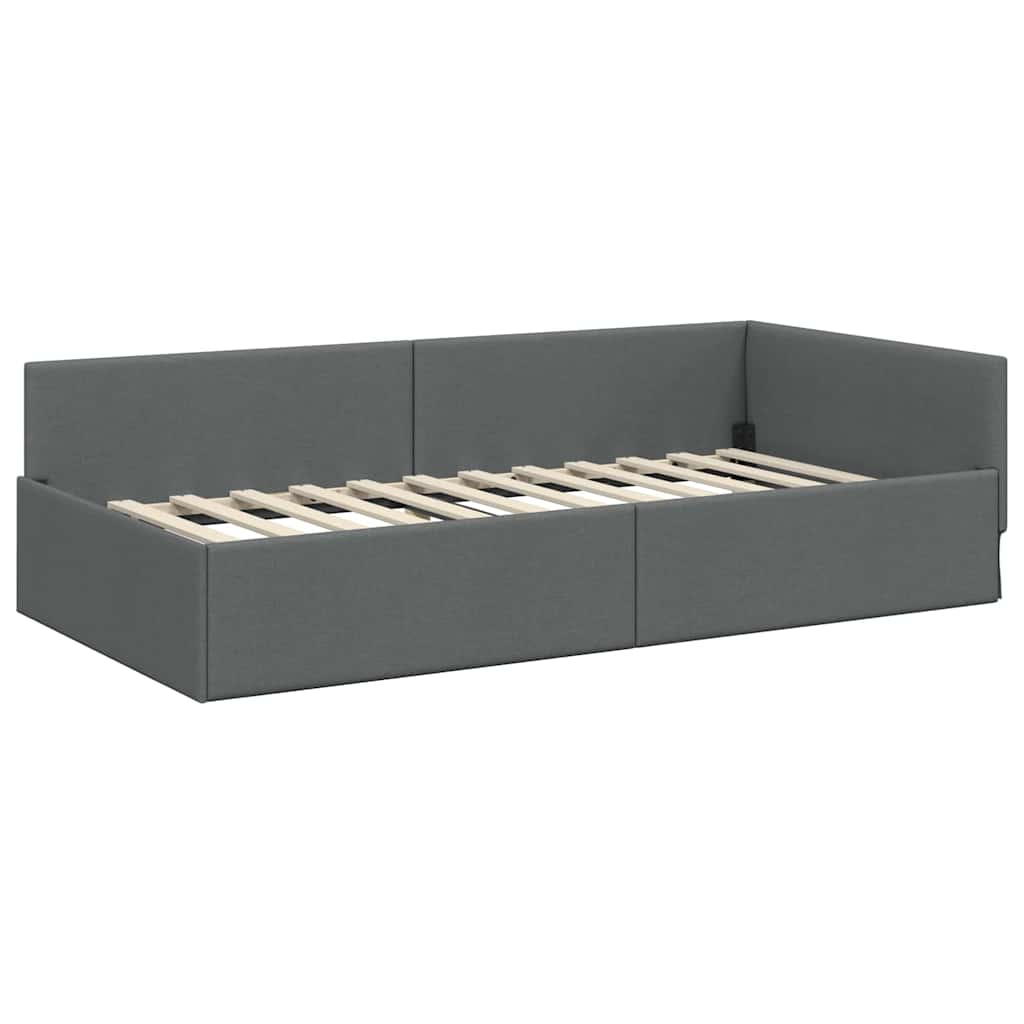 Kutni okvir kreveta Tamno siva 100 cm x 200 cm tkanina