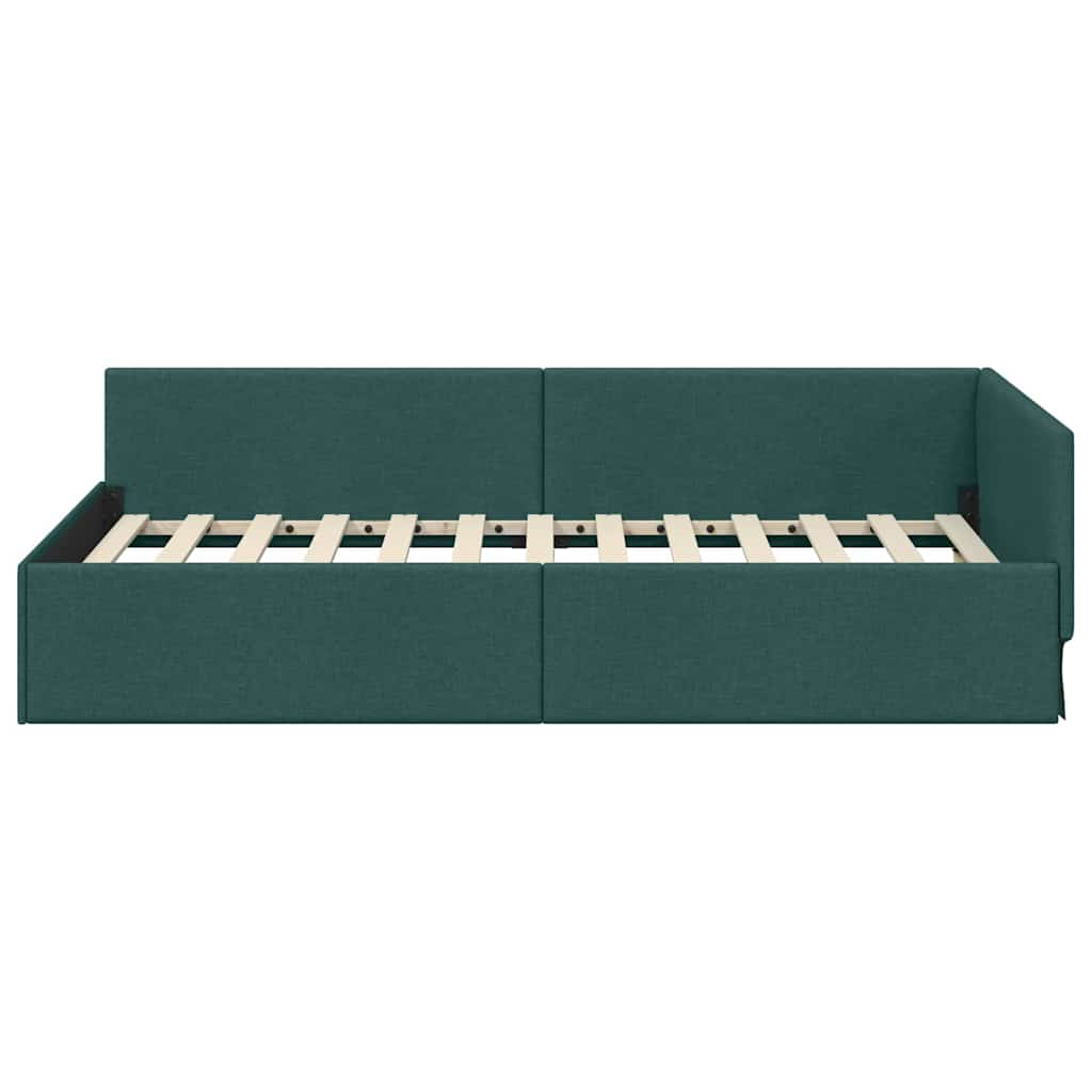 Kutni okvir kreveta Tamnozelena 100 cm x 200 cm tkanina