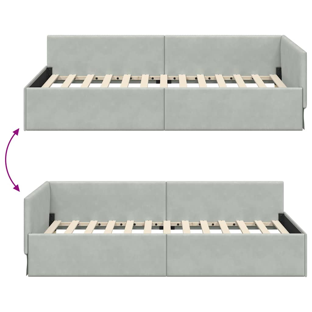 Kutni okvir kreveta Svijetlo siva 80 cm x 200 cm Baršun