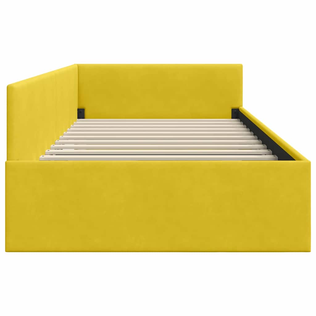 Kutni okvir kreveta s uzglavljem Žuta 80 cm x 200 cm Baršun