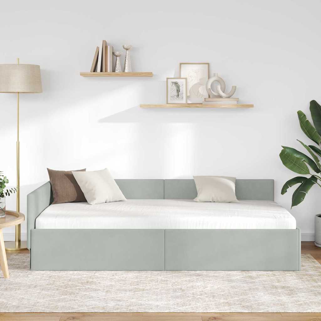 Kutni okvir kreveta Svijetlo siva 90 cm x 190 cm Baršun
