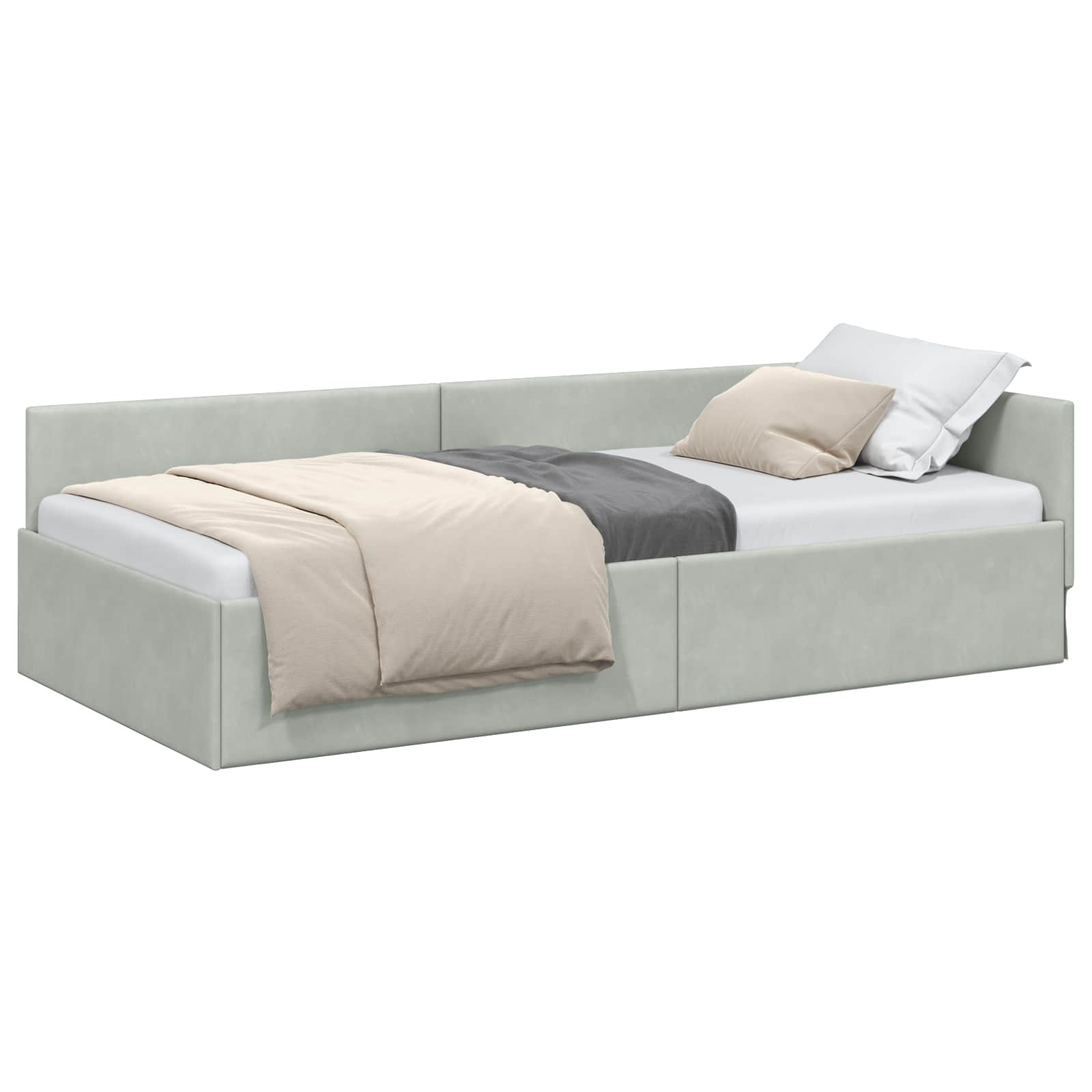 Kutni okvir kreveta Svijetlo siva 90 cm x 190 cm Baršun