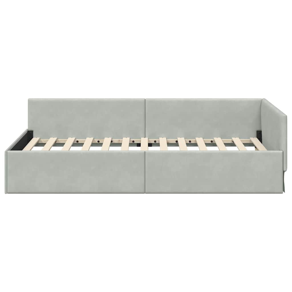 Kutni okvir kreveta Svijetlo siva 90 cm x 190 cm Baršun