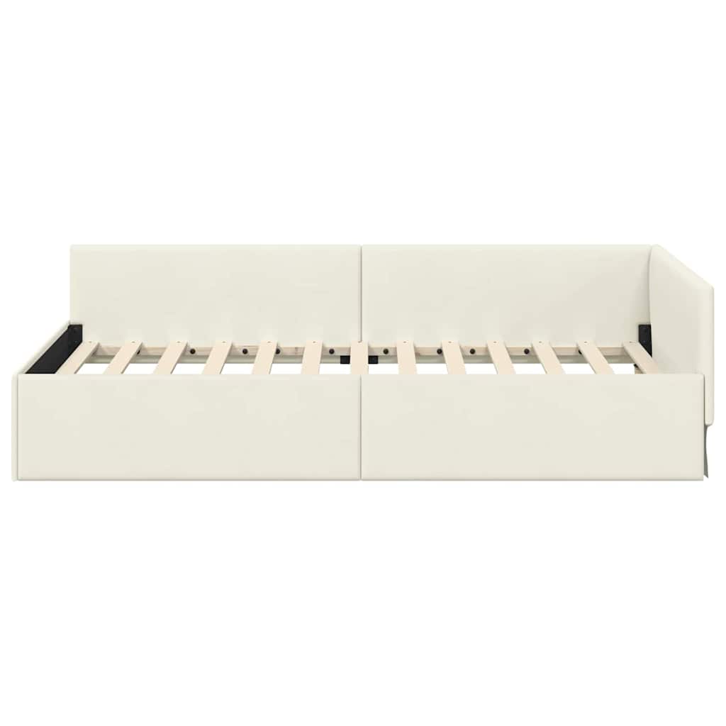 Kutni okvir kreveta s uzglavljem Krema 90 cm x 190 cm Baršun