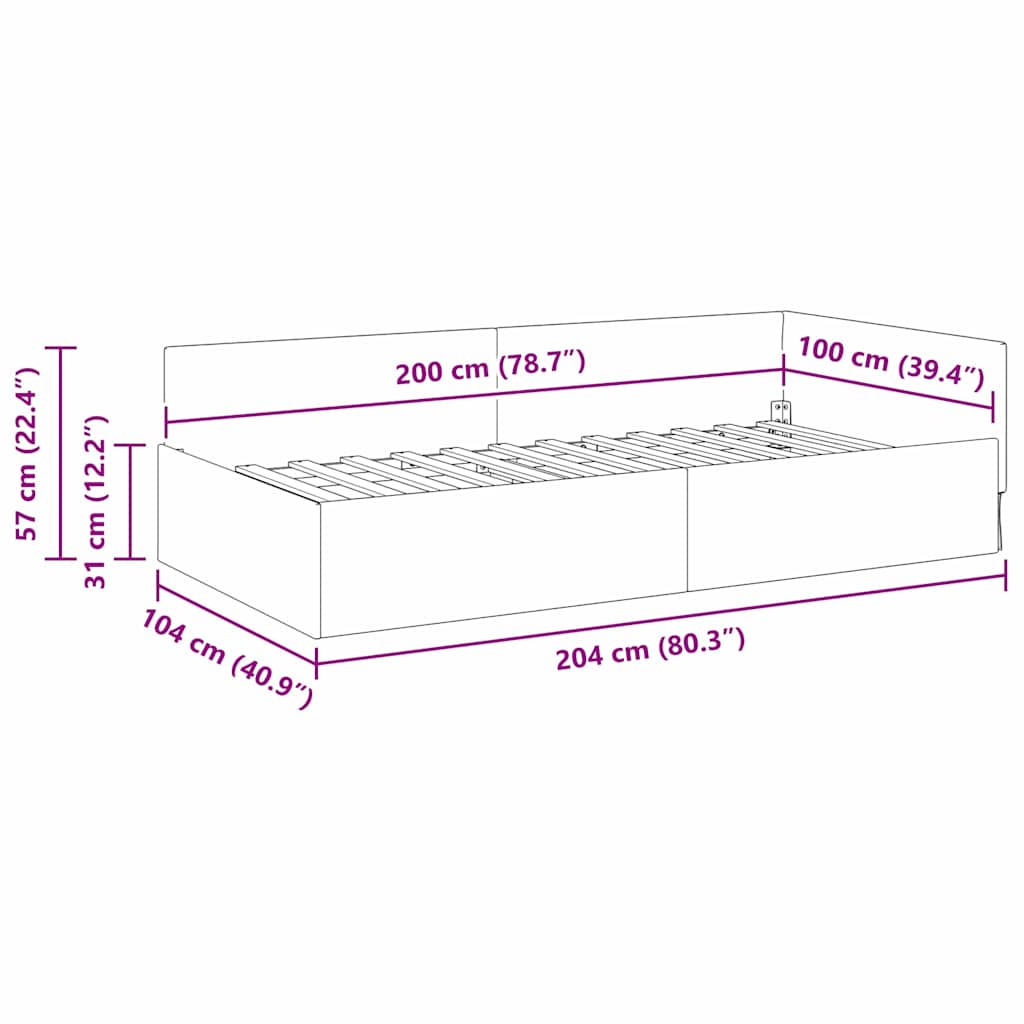 Kutni okvir kreveta s uzglavljem Plava 100 cm x 200 cm Baršun