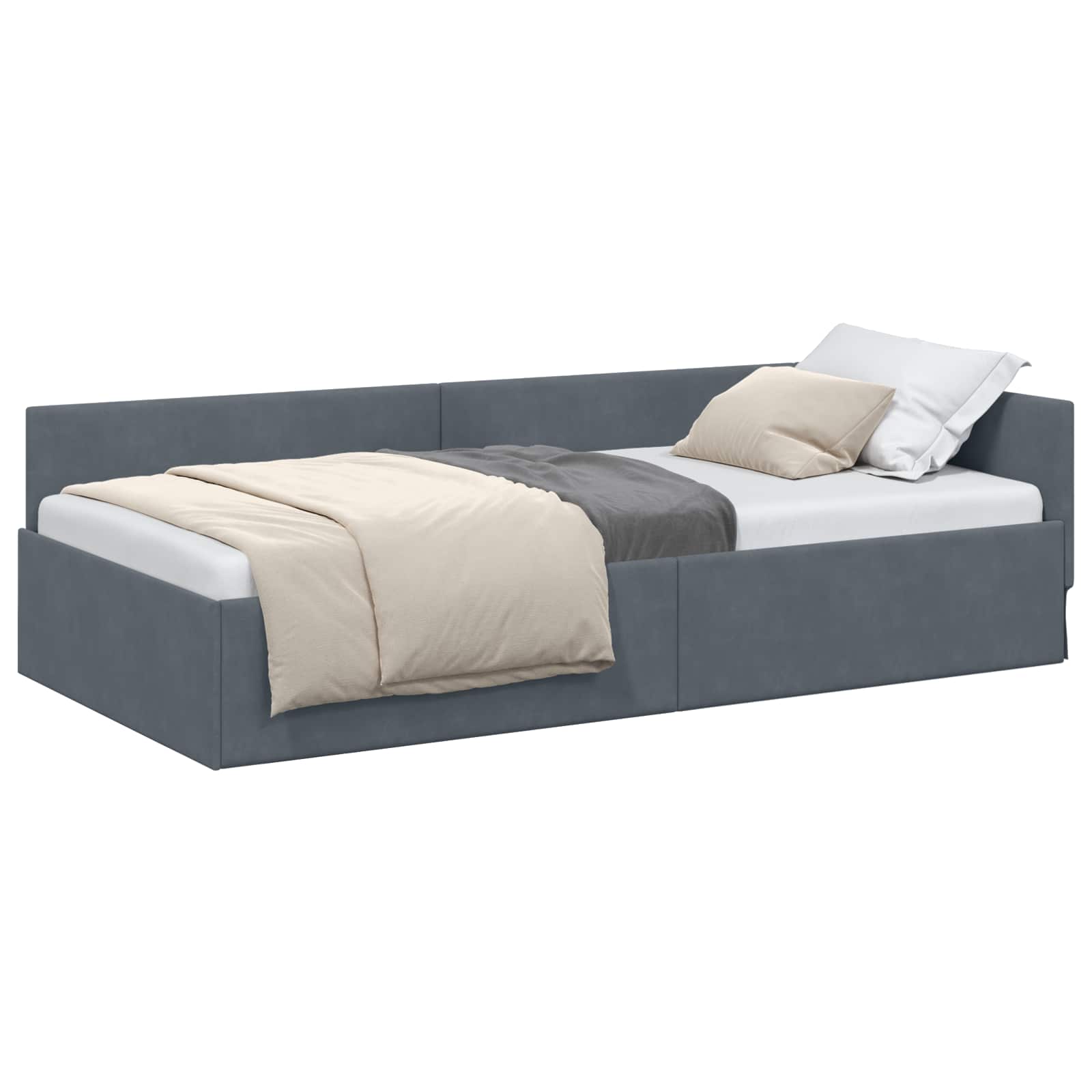 Kutni okvir kreveta Tamno siva 100 cm x 200 cm Baršun