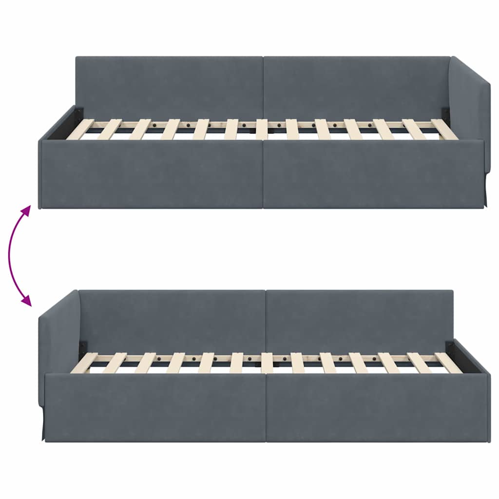 Kutni okvir kreveta Tamno siva 100 cm x 200 cm Baršun