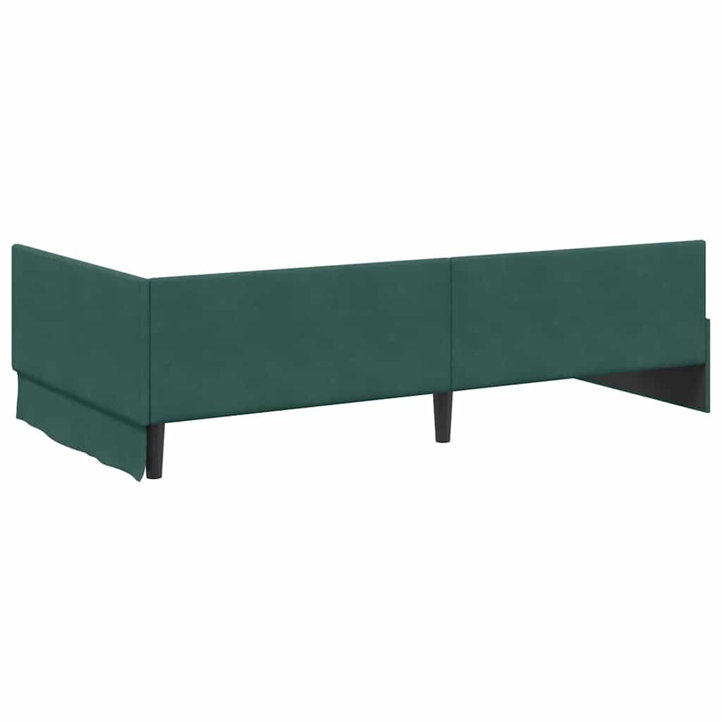 Kutni okvir kreveta Tamnozelena 100 cm x 200 cm Baršun