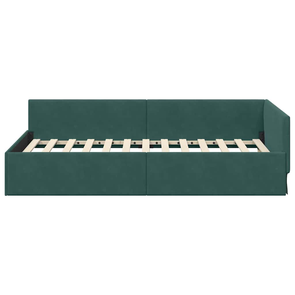 Kutni okvir kreveta Tamnozelena 100 cm x 200 cm Baršun