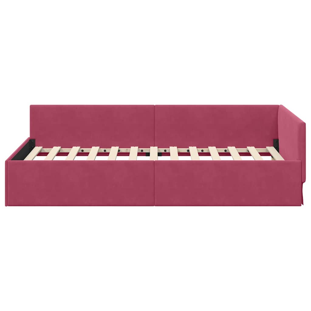 Kutni okvir kreveta Vinska crvena 100 cm x 200 cm Baršun