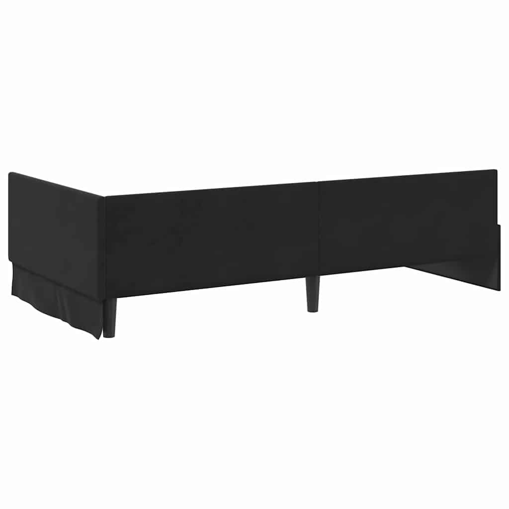Kutni okvir kreveta s uzglavljem Crna 100 cm x 200 cm Baršun