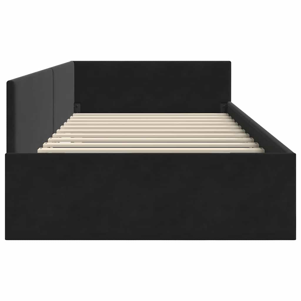 Kutni okvir kreveta s uzglavljem Crna 100 cm x 200 cm Baršun