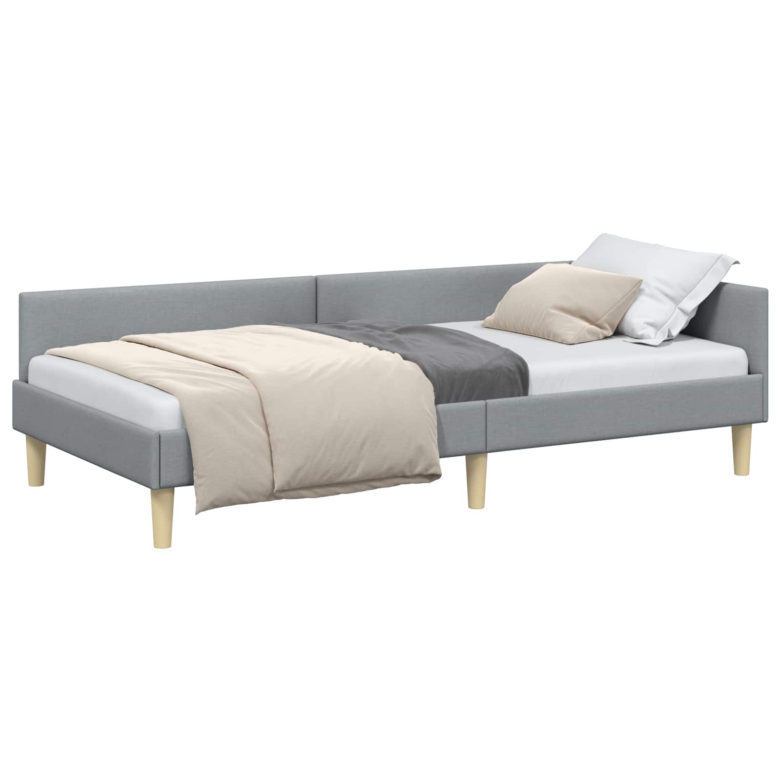 Kutni okvir kreveta Svijetlo siva 80 x 200 cm tkanina