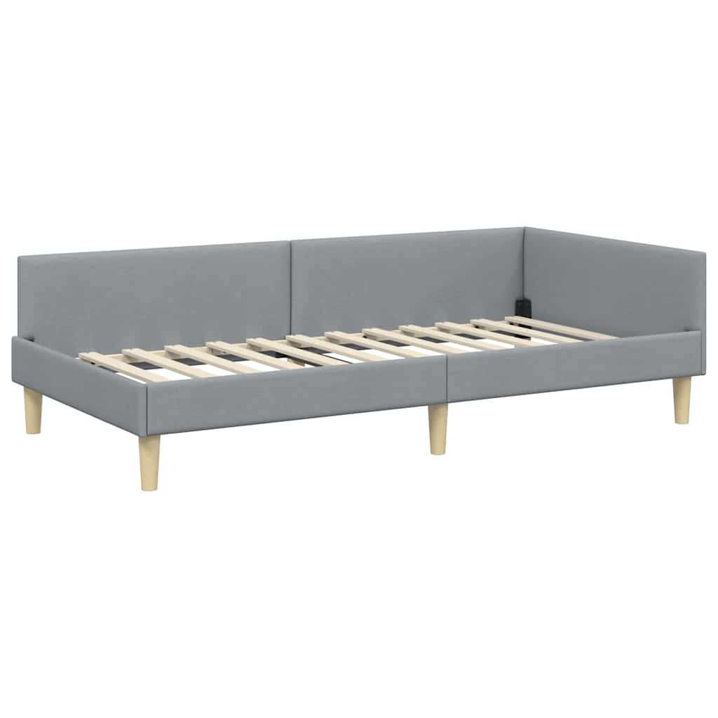 Kutni okvir kreveta Svijetlo siva 80 x 200 cm tkanina