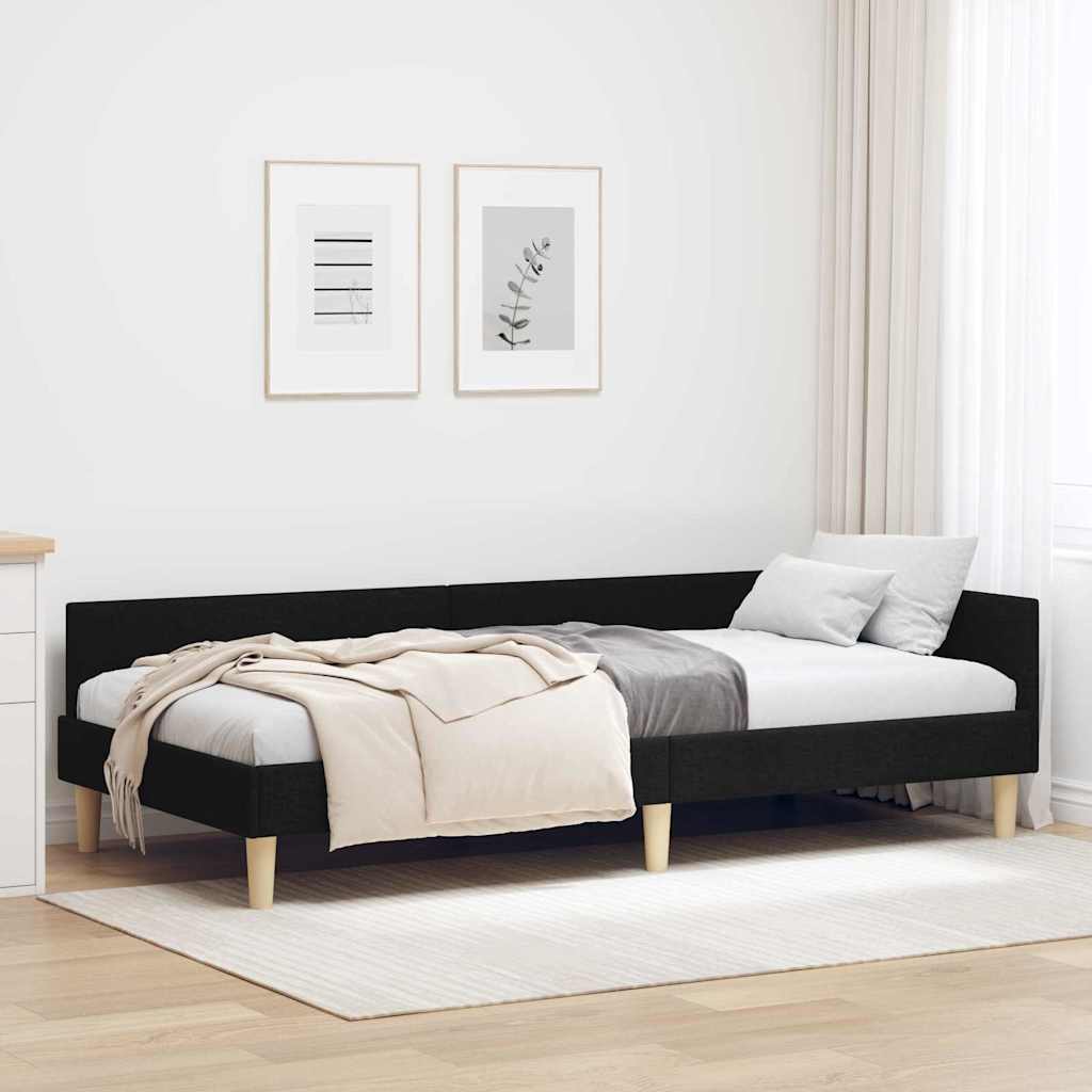 Kutni okvir kreveta Crna 80 x 200 cm tkanina