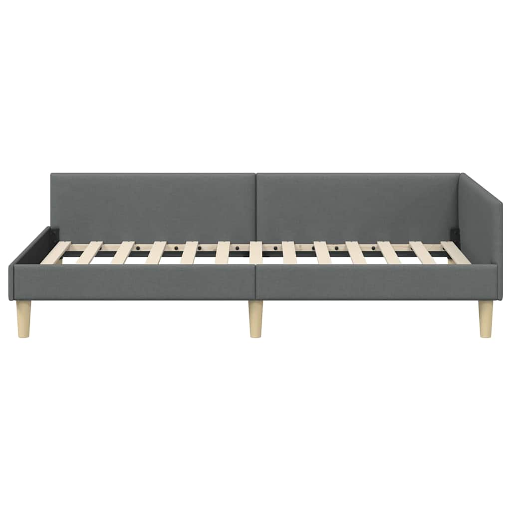 Kutni okvir kreveta Tamno siva 90 x 190 cm tkanina